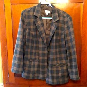 Talbot plaid blazer. Dark green with red and beige